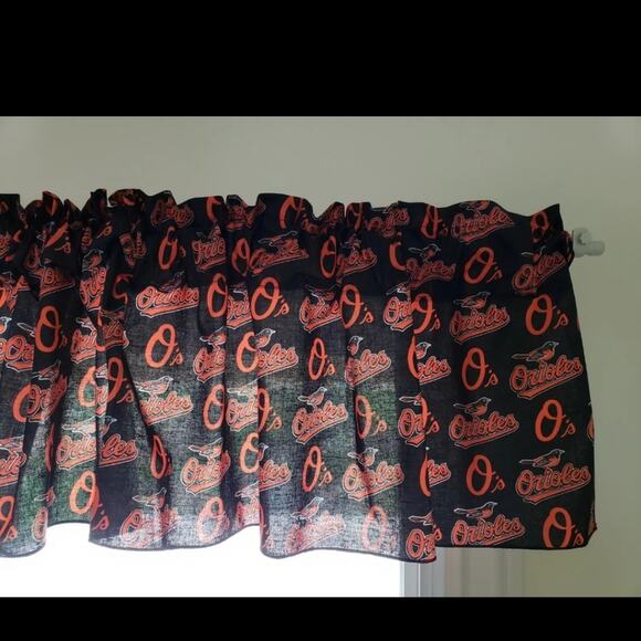 Set of 3 Baltimore Orioles Handmade Curtains Valance Decor Cotton - Picture 1 of 3